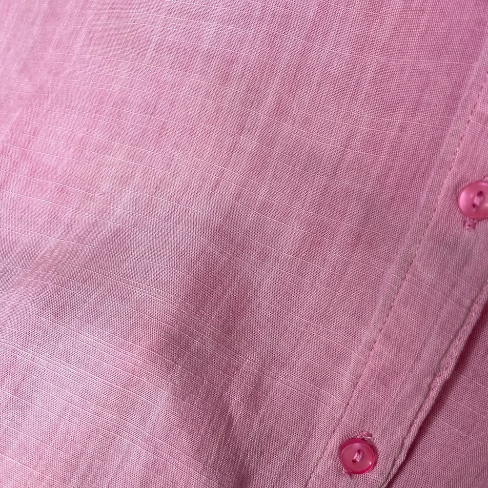 Umgee Pink Button Down Short Cuffed Sleeve Hi Low Raw Hem Lightweight Size Md - Picture 8 of 13